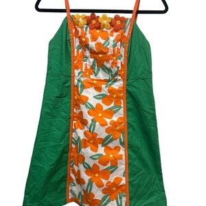 Floral Green and Orange Dress